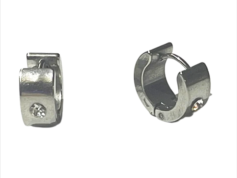 Edge Spark Creolen Edelstahl mit Zirkonia – Ø 13 mm, 6 mm breit