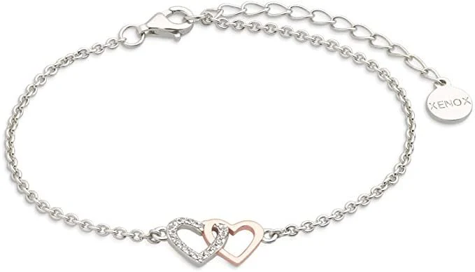 Xenox Damenarmband Love Story verschlungene Herzen Zirkonia Silber XS2929R