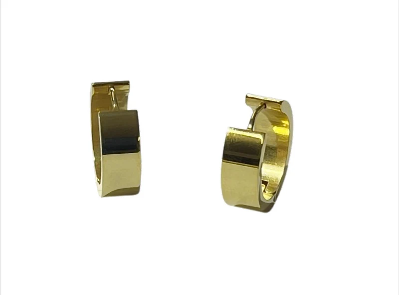 Golden Edge Creolen Edelstahl goldfarben, eckiges Design – Ø 20 mm, 6 mm breit