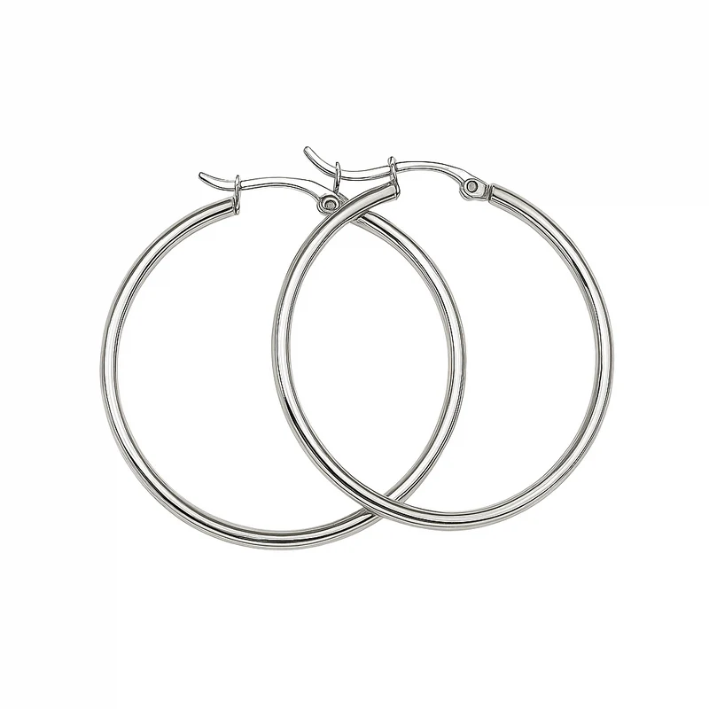 Classic Wire Circle Glatte Creolen aus Edelstahl, silberfarben Ø 15 / 30 / 40 mm