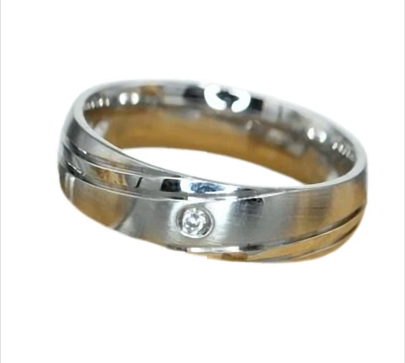 Steel Spark Classic Ring Bandring Partnerring mit Zirkonia Edelstahl, 6 mm