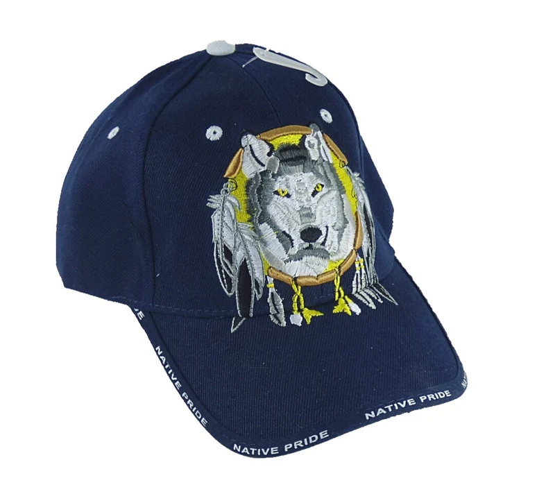Basecap Cap, Mütze mit Schild bestickt Native Pride Wolf schwarz