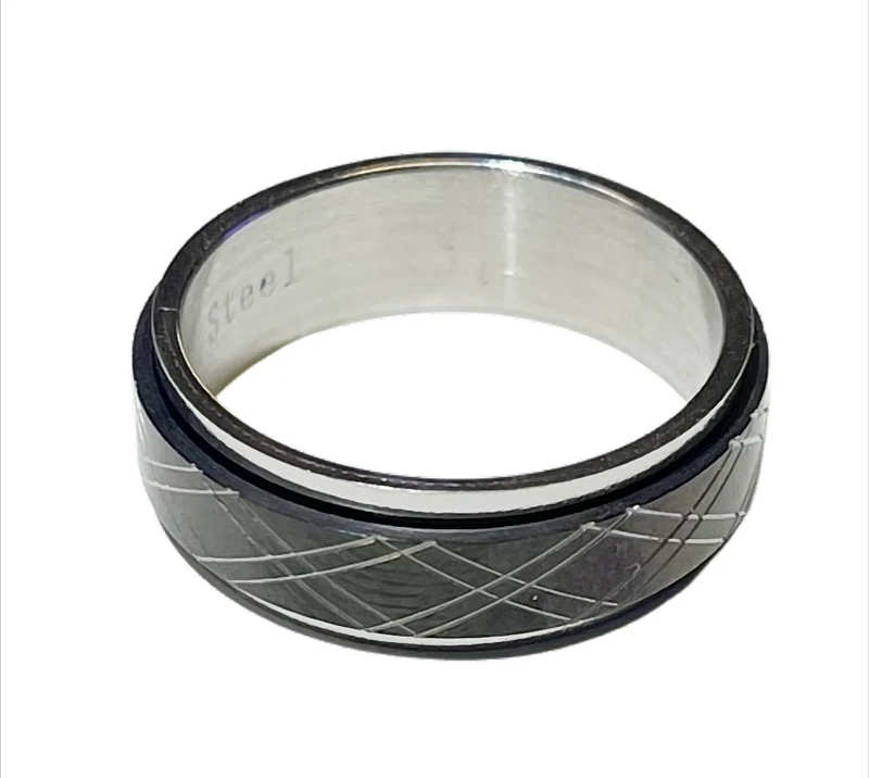 Urban Orbit Spinner Bandring Dreh-Ring mit Gravurlinien 8 mm breit