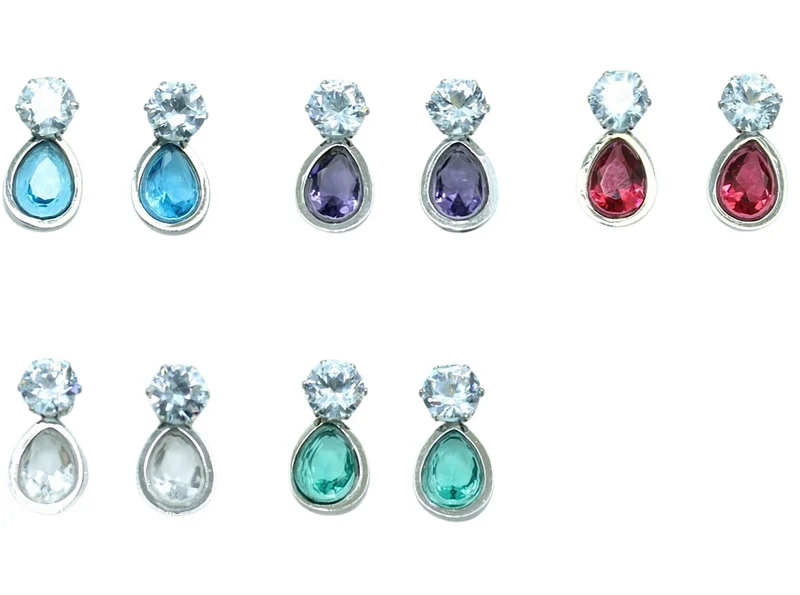 Crystal Drop Elegance Ohrstecker – Edelstahl, 5 Farben, ca. 15 × 11 mm