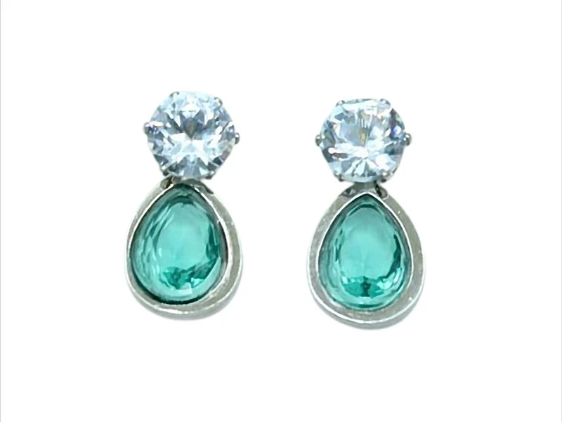 Crystal Drop Elegance Ohrstecker – Edelstahl, 5 Farben, ca. 15 × 11 mm