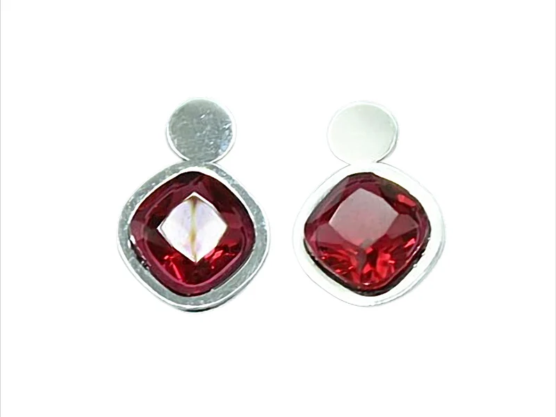 Cushion Kristall Ohrstecker – Edelstahl, 5 Farben, ca. 15 × 11 mm