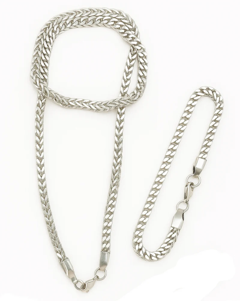 "Silver Viper Set" Edelstahl Schmuckset – Kette & Armband, 60 cm / 21,5 cm