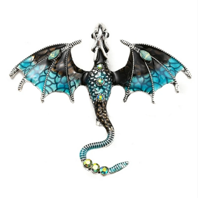Mystische Anstecknadel Brosche Drachen Dragon verschiedene Farben