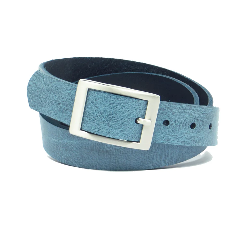 Ledergürtel 3 cm breit Jeans blau Rindsleder