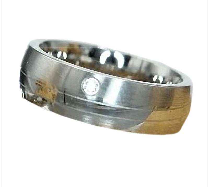 Silver Point Classic Ring Bandring Partnerring mit Zirkonia Edelstahl, 7 mm
