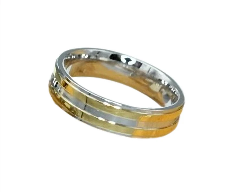 Golden Edge Ring Bandring Partnerring gold silber Edelstahl 6 mm breit