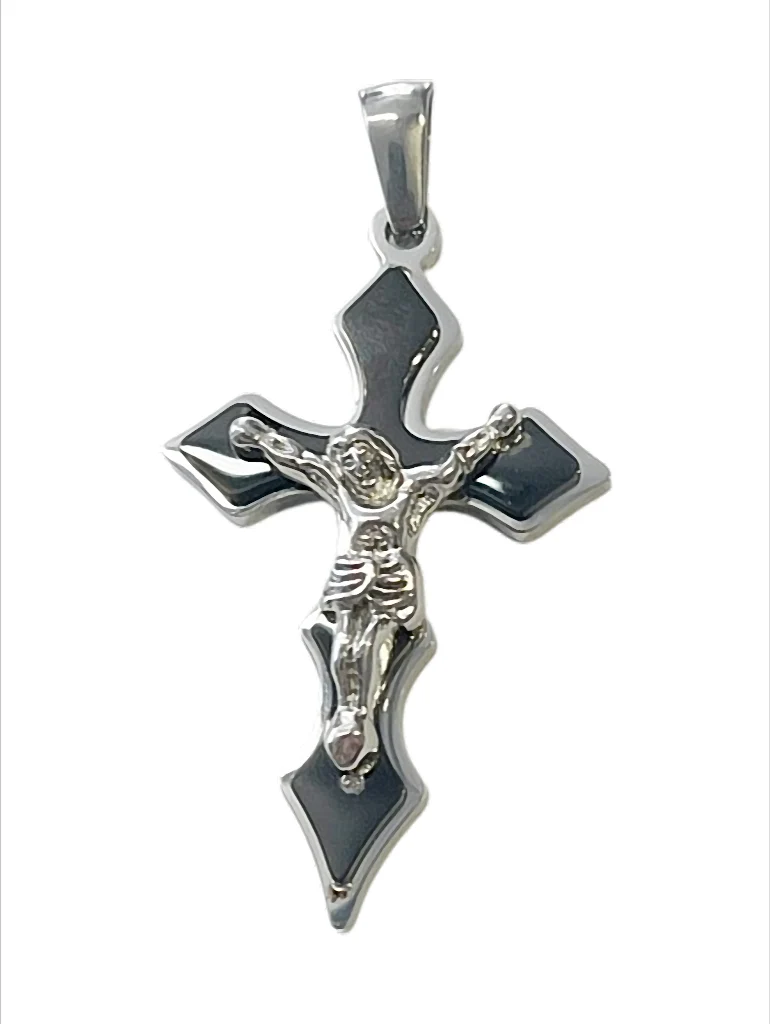 Sacred Contrast Cross Kreuz-Anhänger mit Christusfigur aus Edelstahl