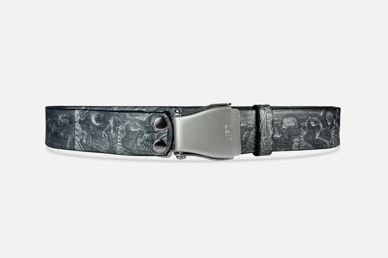 TOTENKOPF-GÜRTEL ANTHRAZIT SCHIMMERND/SILBER
