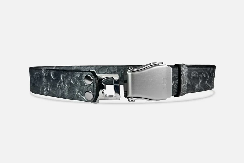 TOTENKOPF-GÜRTEL ANTHRAZIT SCHIMMERND/SILBER