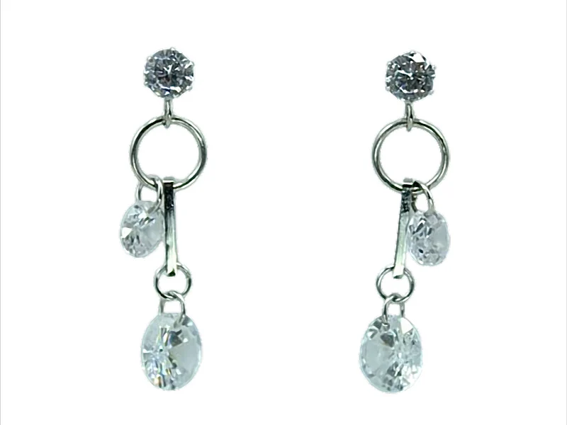 Crystal Whisper Drops Ohrstecker mit Strass-Tropfen – Edelstahl, ca. 32 mm