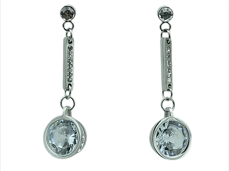 Starlight Crystal Drop Ohrstecker mit Kristallanhänger, Edelstahl, 35 mm Ø 11 mm