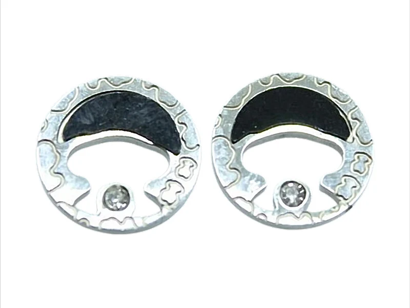 Moonlight Ornament Ohrstecker Ornamentkreis mit Strass, Edelstahl, Ø 12 mm