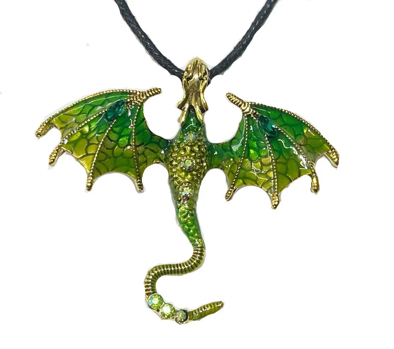 Kette Halskette Modeschmuck mit Anhänger Drachen Dragon verschiedene Farben