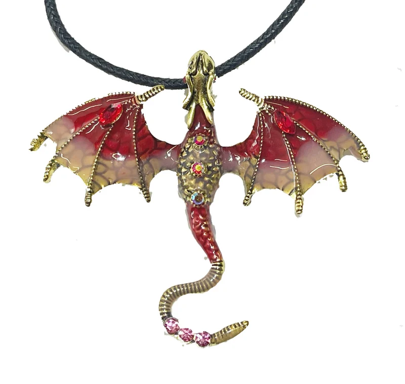 Kette Halskette Modeschmuck mit Anhänger Drachen Dragon verschiedene Farben