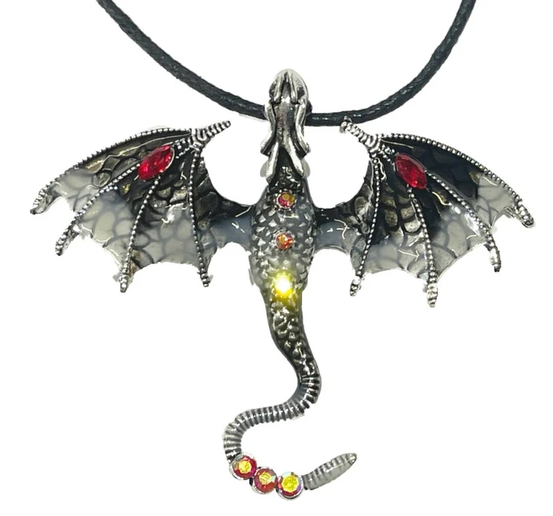 Kette Halskette Modeschmuck mit Anhänger Drachen Dragon verschiedene Farben