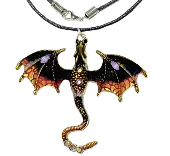 Kette Halskette Modeschmuck mit Anhänger Drachen Dragon verschiedene Farben