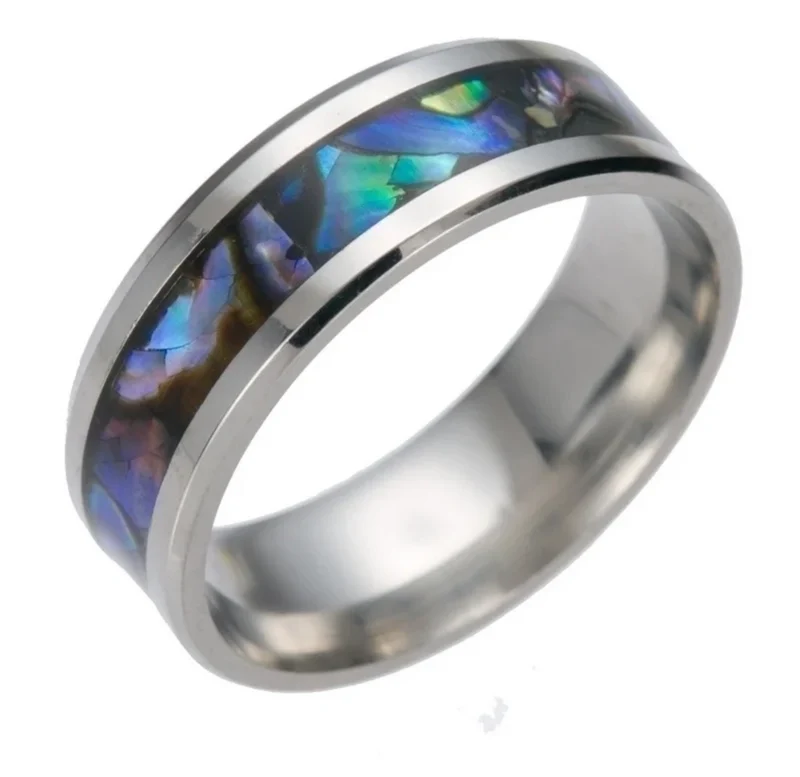 Ring Ocean Spirit – Edelstahl mit Paua Shell, 6 mm breit Bandring