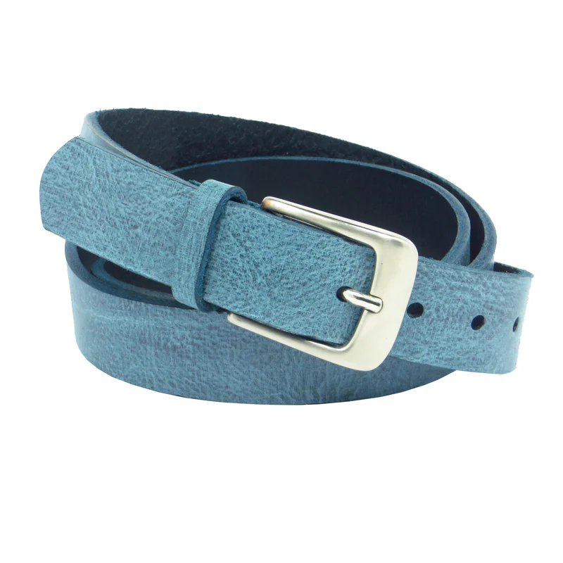 Ledergürtel 3 cm breit Jeans blau Rindsleder