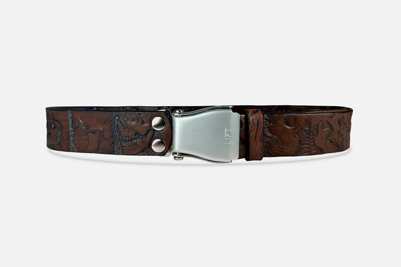 TOTENKOPF-GÜRTEL BRAUN CLASSIC/SILBER