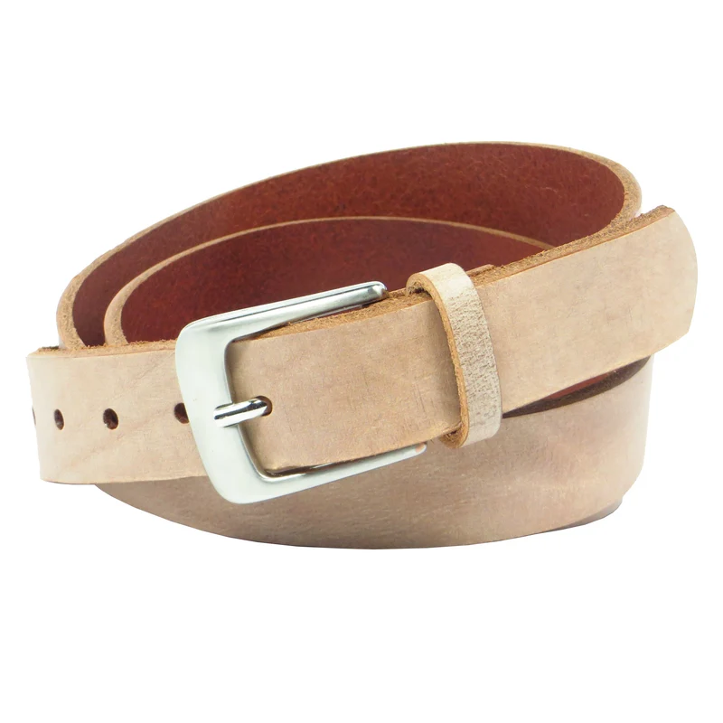 Ledergürtel 3 cm breit rosa/beige Rindsleder