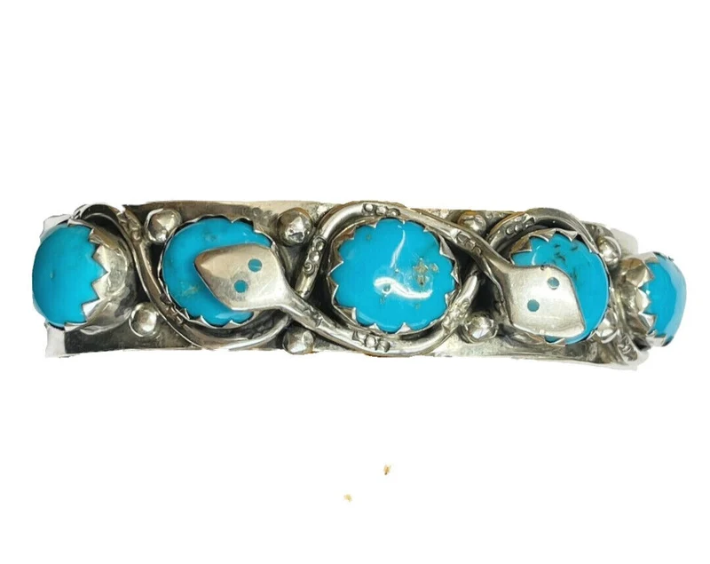 Snake 5 Türkise Armreif Armspange 925er Sterling Silber Handarbeit Navajo
