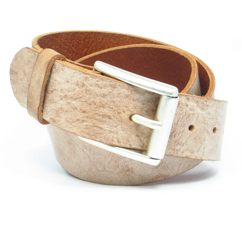 Ledergürtel 4 cm breit rosa/beige Rindsleder