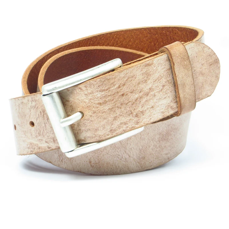 Ledergürtel 4 cm breit rosa/beige Rindsleder