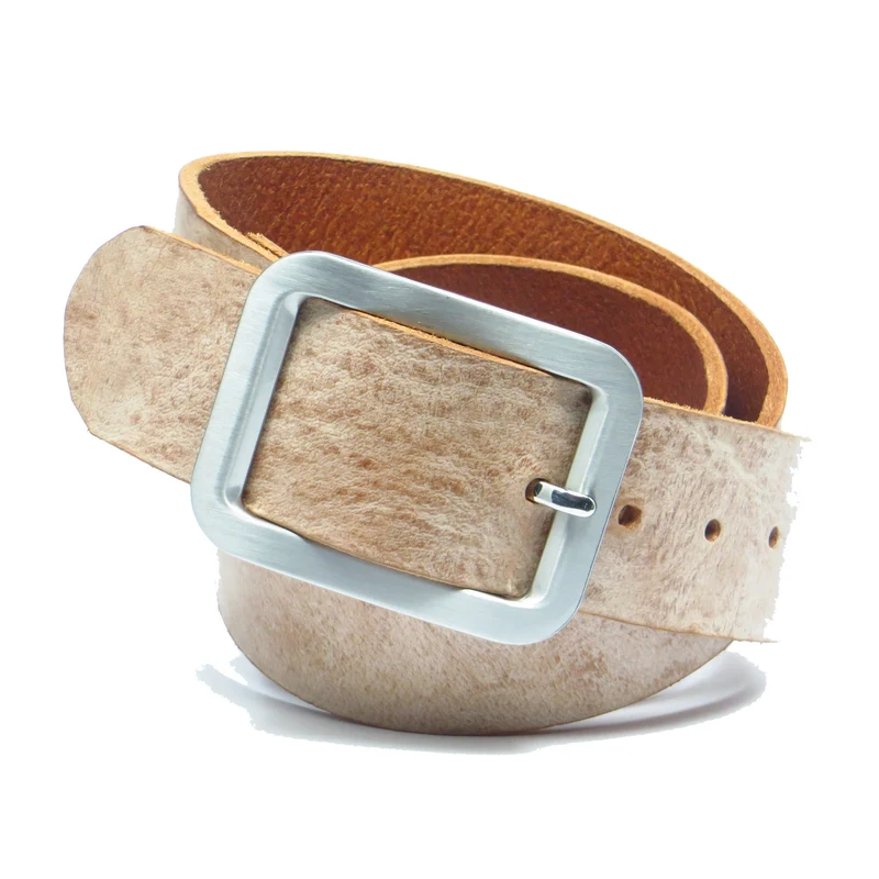 Ledergürtel 4 cm breit rosa/beige Rindsleder
