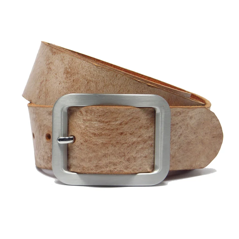 Ledergürtel 4 cm breit rosa/beige Rindsleder
