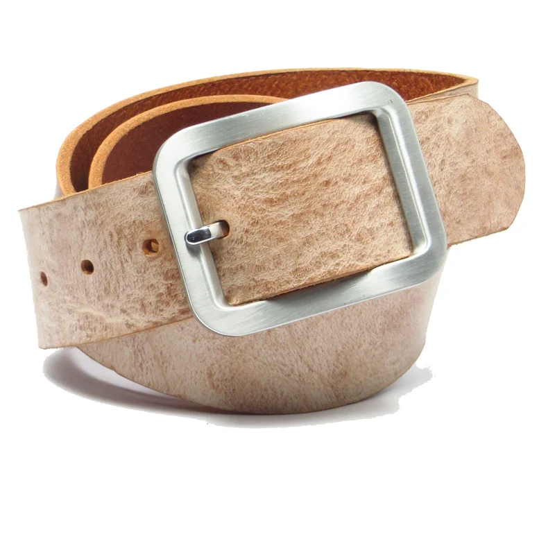 Ledergürtel 4 cm breit rosa/beige Rindsleder