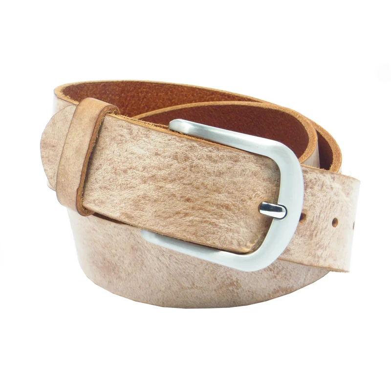 Ledergürtel 4 cm breit rosa/beige Rindsleder