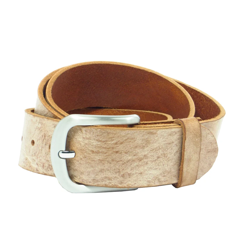 Ledergürtel 4 cm breit rosa/beige Rindsleder