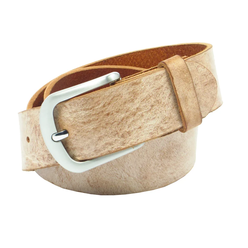 Ledergürtel 4 cm breit rosa/beige Rindsleder