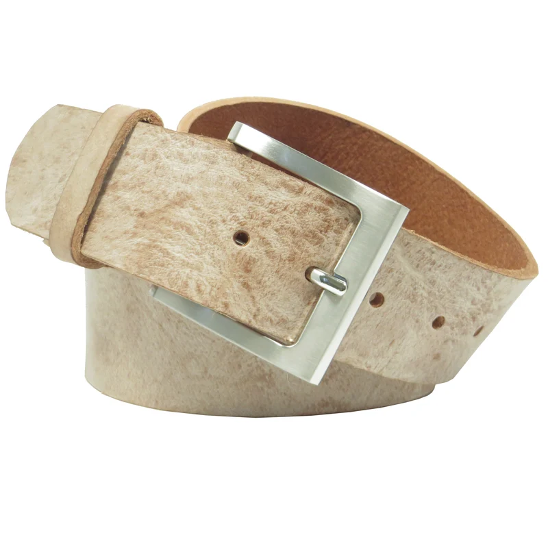 Ledergürtel 4 cm breit rosa/beige Rindsleder