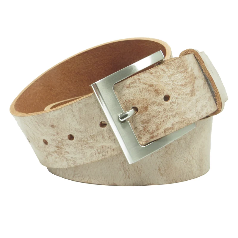 Ledergürtel 4 cm breit rosa/beige Rindsleder
