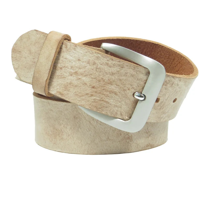 Ledergürtel 4 cm breit rosa/beige Rindsleder