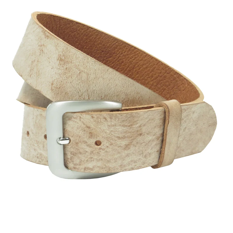 Ledergürtel 4 cm breit rosa/beige Rindsleder
