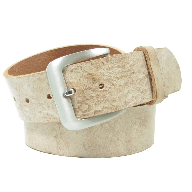 Ledergürtel 4 cm breit rosa/beige Rindsleder