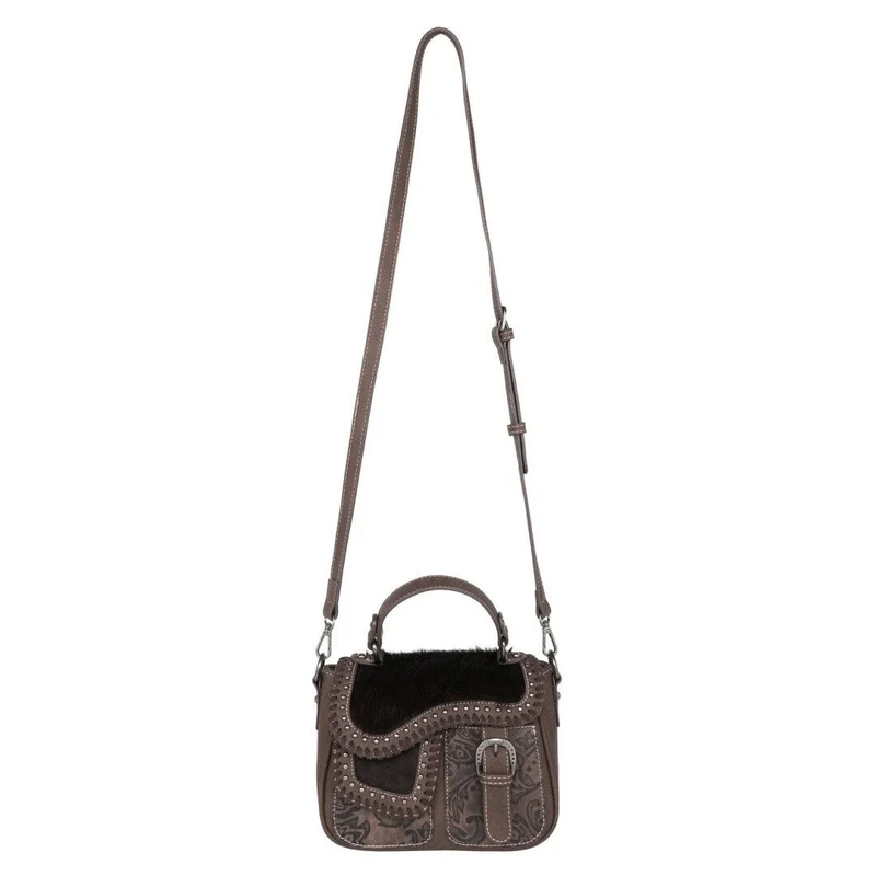 Kufelia Handtasche Schultertasche Westerntasche Kuhfell Nieten Flechtung
