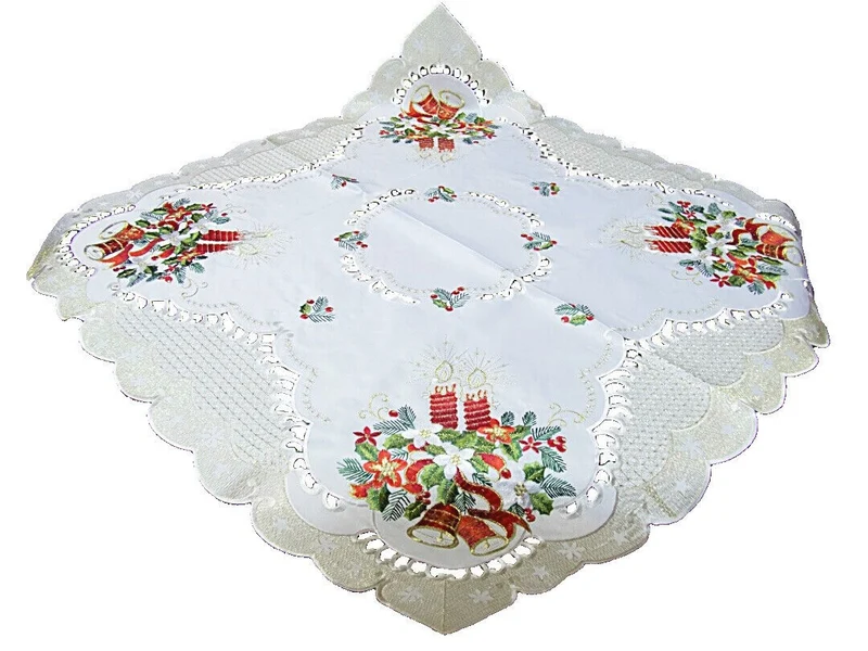 Creme Gold farbene Weihnachtsdecke Tischläufer Tischdecke Mitteldecke Tischband