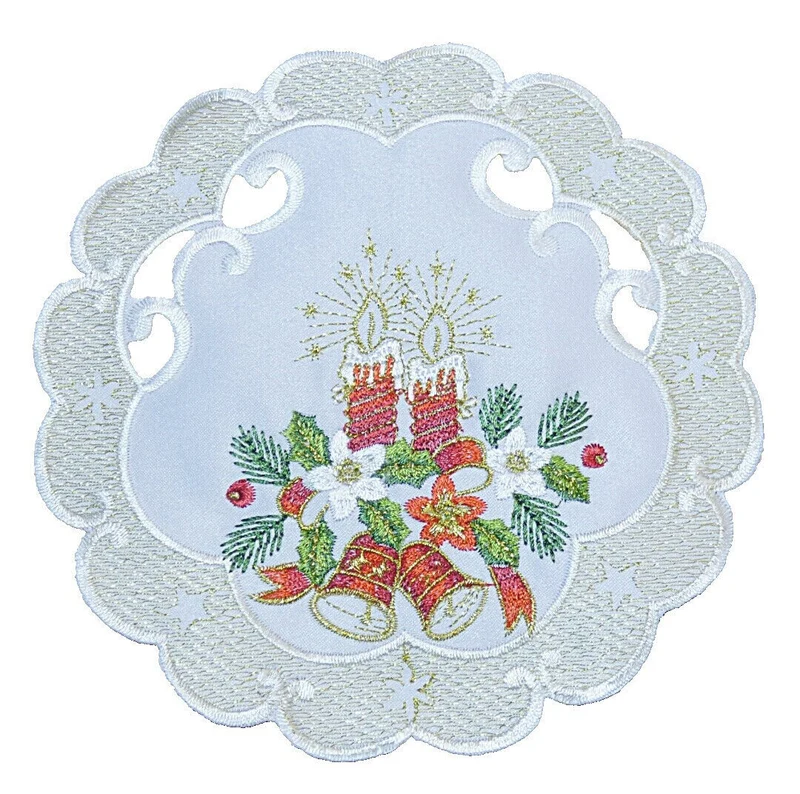Creme Gold farbene Weihnachtsdecke Tischläufer Tischdecke Mitteldecke Tischband