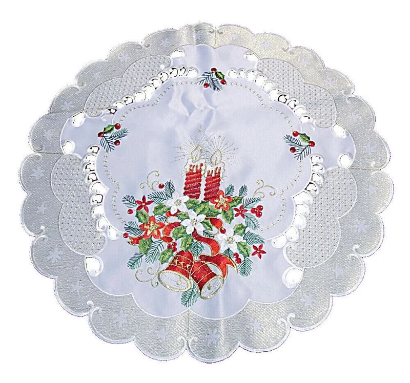 Creme Gold farbene Weihnachtsdecke Tischläufer Tischdecke Mitteldecke Tischband