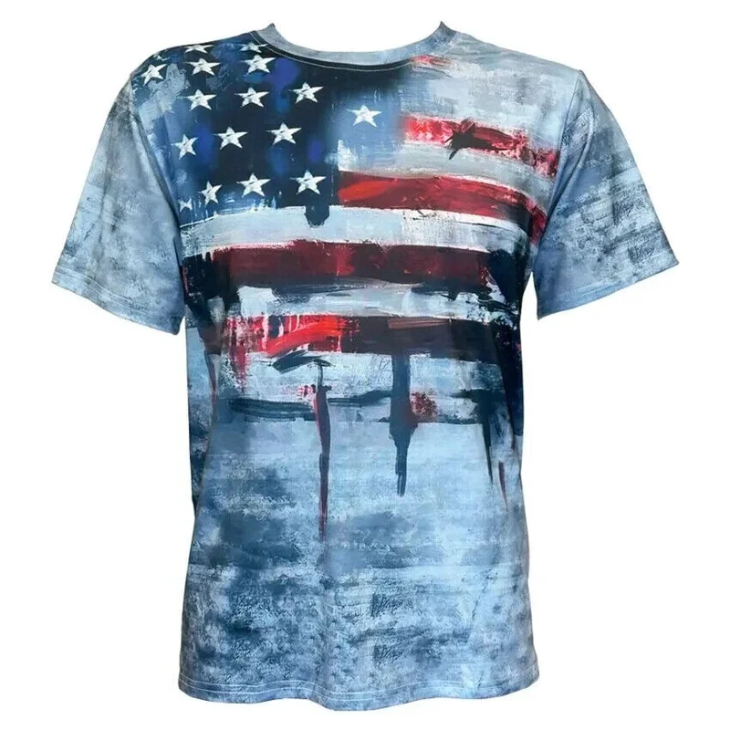 Gray Camouflage Western T-Shirt Herren USA Flagge Kurzarm