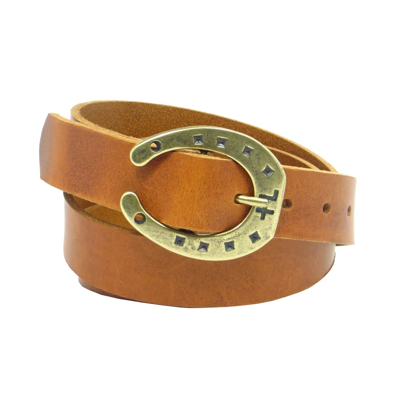 Ledergürtel 3 cm breit cognac Rindsleder mit Hufeisenschnalle