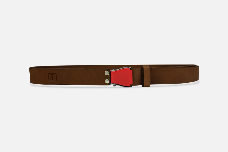 GÜRTEL SMALL NUBUK BRAUN/ROT
